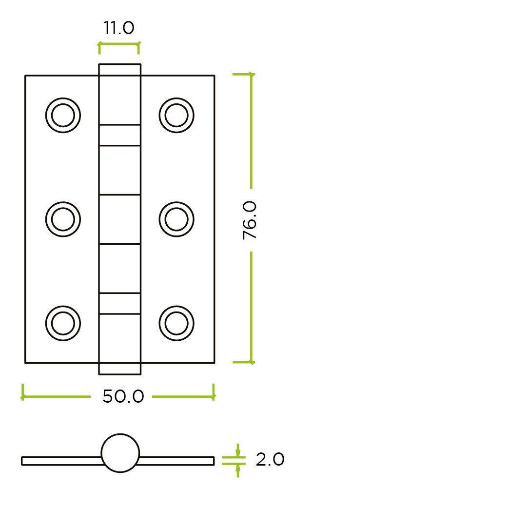 Zoo Hardware Door Hinges Stainless Steel Ball Bearing Grade 7 Certifire UKCA/CE 76mm PVD Satin Brass