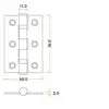 Zoo Hardware ZHSS232-ETB Hinges - Ball Bearing 76mm x 50mm x 2mm Square Corner - Etna Bronze