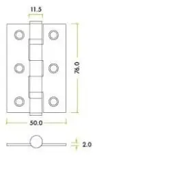 Zoo Hardware ZHSS232-PVDBZ Hinges - Ball Bearing 76mm x 50mm x 2mm Square Corner - PVD Bronze
