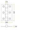 Zoo Hardware ZHSS232-PCW Hinges - Ball Bearing 76mm x 50mm x 2mm Square Corner - Powder Coated White