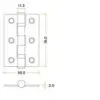 Zoo Hardware ZHSS232-PCW Hinges - Ball Bearing 76mm x 50mm x 2mm Square Corner - Powder Coated White