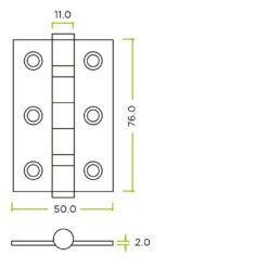 Zoo Hardware ZHSS232 Grade 7 Fire Door Hinge 76x50x2mm Satin Stainless Steel