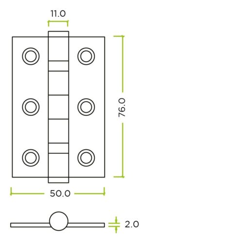 Zoo Hardware ZHSS232 Grade 7 Fire Door Hinge 76x50x2mm Satin Stainless Steel