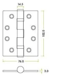 Zoo Hardware ZHSS243-MB Grade 13 Hinges - Ball Bearing 102mm x 76mm x 3mm Square Corner - Matt Black