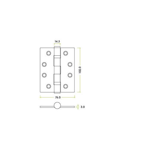 Zoo Hardware ZHSS243-ETB Grade 13 Hinges - Ball Bearing 102mm x 76mm x 3mm Square Corner - PVD Etna Bronze-E Coated Coffee