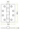 Zoo Hardware ZHSS243 Grade 13 Ball Bearing Hinge Stainless Steel - Grade 201 - 102 x 76 x 3mm Powder coat White