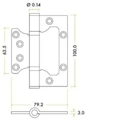 Zoo Hardware Flush / Interleaf Hinge Pair - CE/UKCA - Grade 11 - Satin Stainless Steel ZHSSFH-243S
