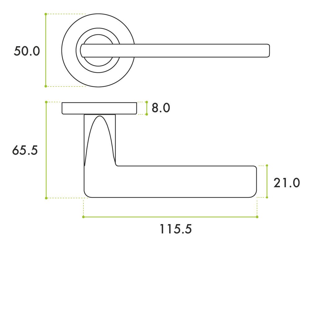 Zoo Hardware ZPA010-SC Leon Door Handle on Rose Satin Chrome