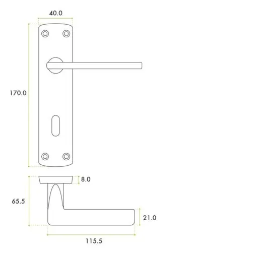 Zoo Hardware ZPA011-SC Leon Door Handle on Lock Backplate Satin Chrome