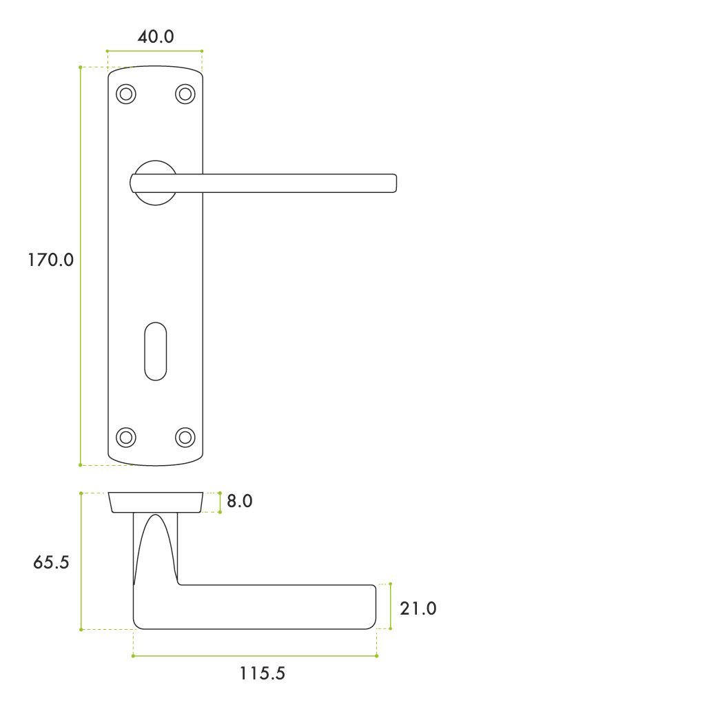 Zoo Hardware ZPA011-SC Leon Door Handle on Lock Backplate Satin Chrome