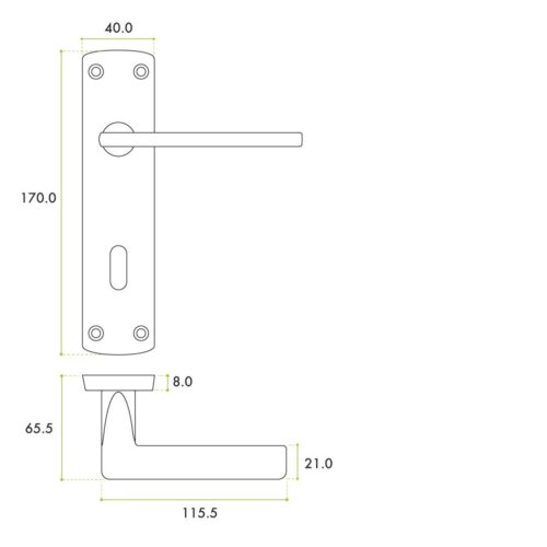 Zoo Hardware ZPA011-CP Leon Door Handle on Lock Backplate Polished Chrome