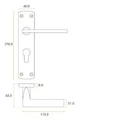 Zoo Hardware ZPA011EP-MB Leon Door Handle on Euro Backplate Black