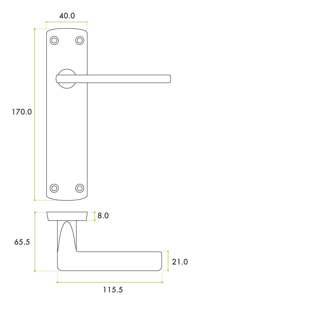 Zoo Hardware ZPA012-SC Leon Door Handle on Latch Backplate Satin Chrome