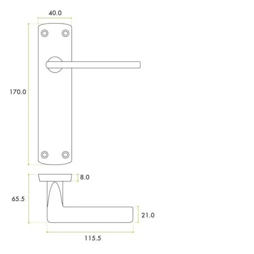 Zoo Hardware ZPA012-CP Leon Door Handle on Latch Backplate Polished Chrome