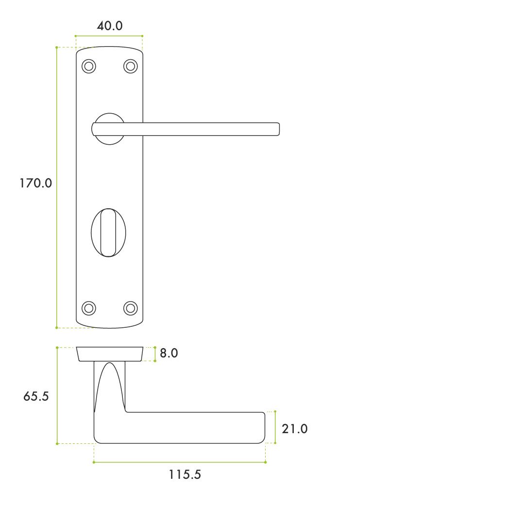 Zoo Hardware ZPA013-MB Leon Door Handle on Bathroom Backplate Black