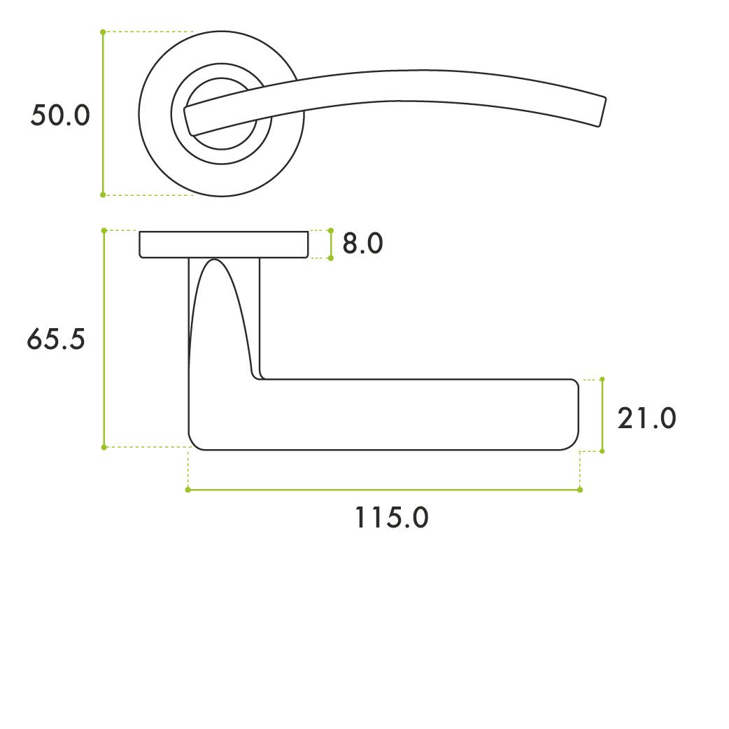 Zoo Hardware ZPA030-MB Toledo Door Handle on Rose Black