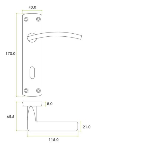 Zoo Hardware ZPA031-SC Toledo Door Handle on Lock Backplate Satin chrome