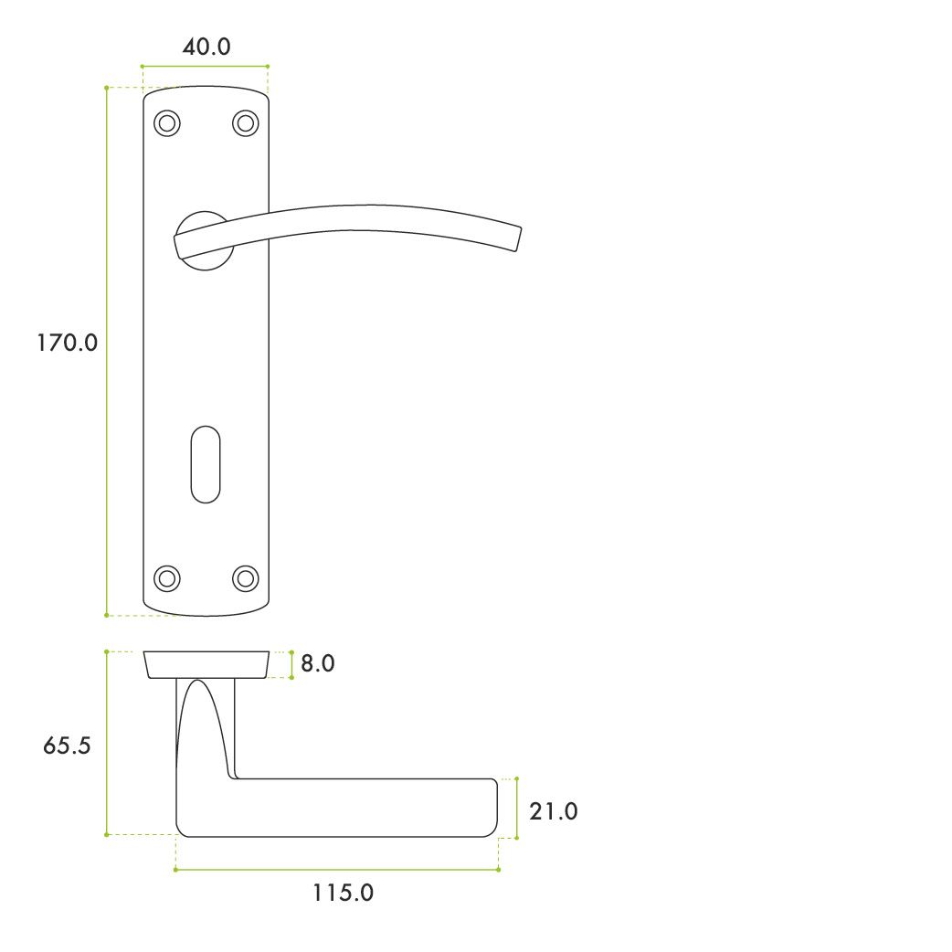 Zoo Hardware ZPA031-SC Toledo Door Handle on Lock Backplate Satin chrome