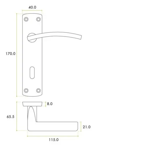 Zoo Hardware ZPA031-CP Toledo Door Handle on Lock Backplate Polished Chrome