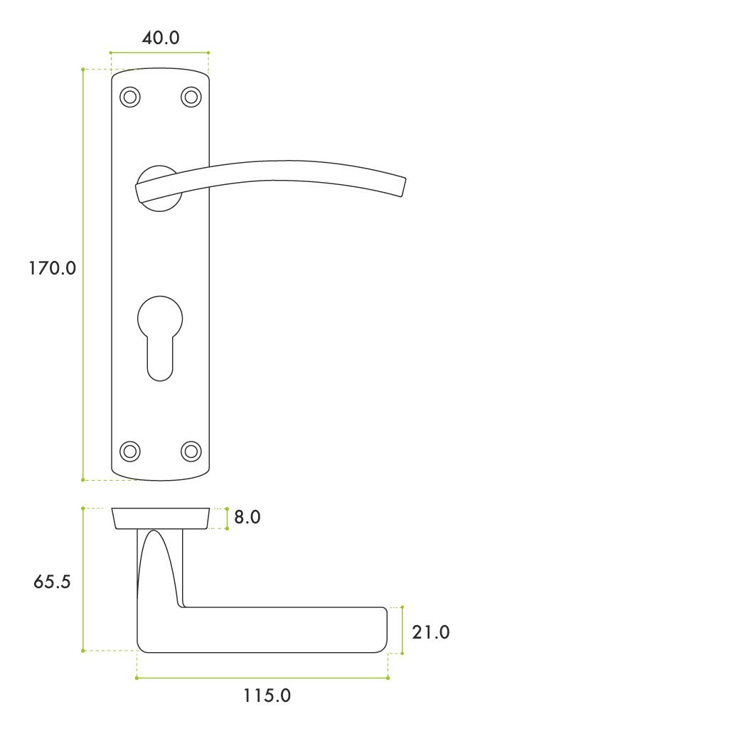 Zoo Hardware ZPA031EP-MB Toledo Door Handle on Euro Backplate Black