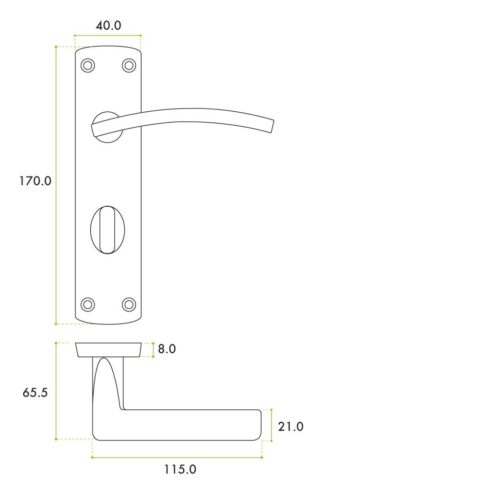 Zoo Hardware ZPA033-SC Toledo Door Handle on Bathroom Backplate Satin Chrome