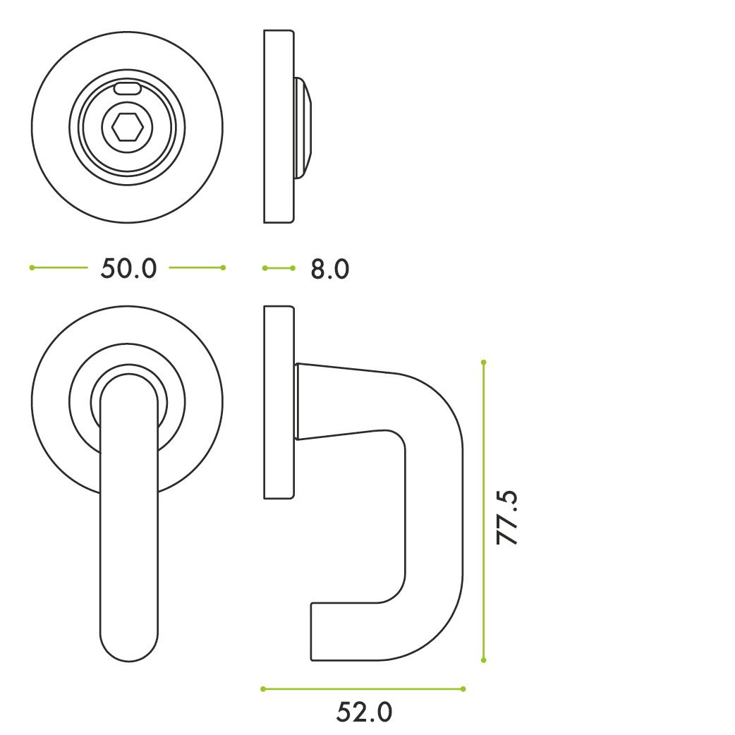 Zoo Hardware Disabled RTD Turn and HEX Release with Indicator on 52mm rose- Screw On Cover - 5mm spindle - Grade 304 ZPS007ISS-HEX