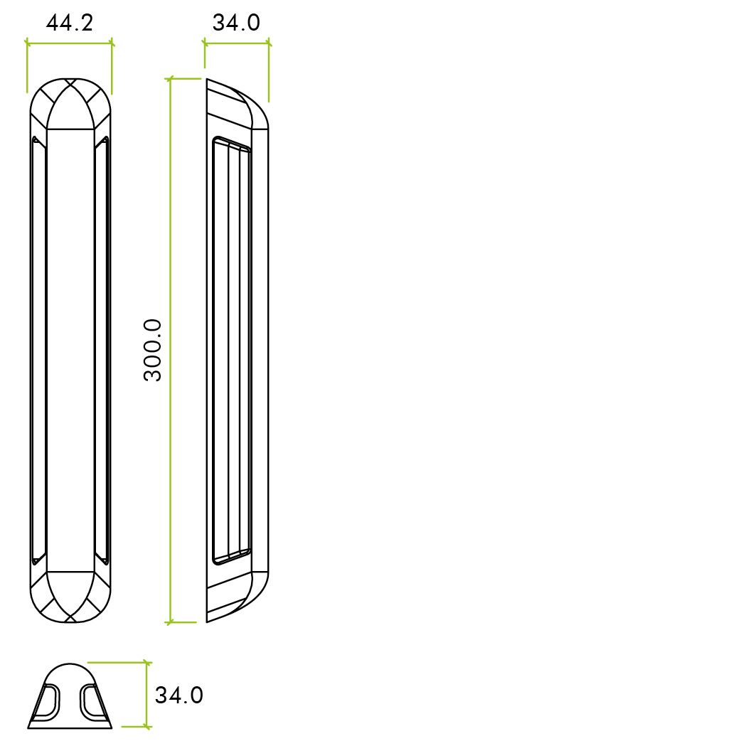 Zoo Hardware ZS-ALP250BF-SSS Anti Ligature Pull Handle 250mm CTC (280mm) Bolt Fix - Satin St. Steel