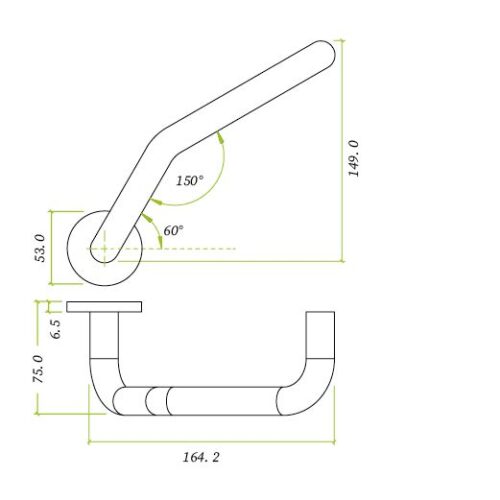 Zoo Hardware ZS-SSHF130-SSS Cranked Return To Door Door Handle on 53mm x 6.5mm Sprung Rose Satin Stainless Steel
