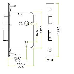 Zoo Hardware ZUKS576PVDKA 5 Lever Sash Lock - 76mm C/W PVD Forend and Strike - Keyed Alike