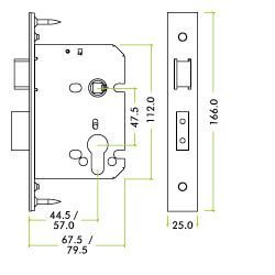 Zoo Hardware ZUKS76EPPCB Euro Profile Sash Lock - 76mm C/W Forend and Strike Powder Coated Black