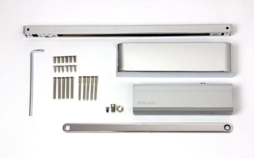 Rutland TS.11205 Door Closer EN 2-5 Cam Action Door Closer c/w Semi-Radius Cover & Slidearm Satin Nickel