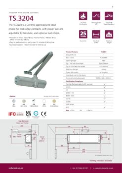 Rutland TS.3204 Door Closer, BC c/w Cover, Flatbar Armset Polished Nickel