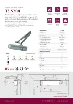 Rutland TS.5204 Door Closer DABC c/w Semi-Radius Cover, Flatbar Armset Satin Nickel