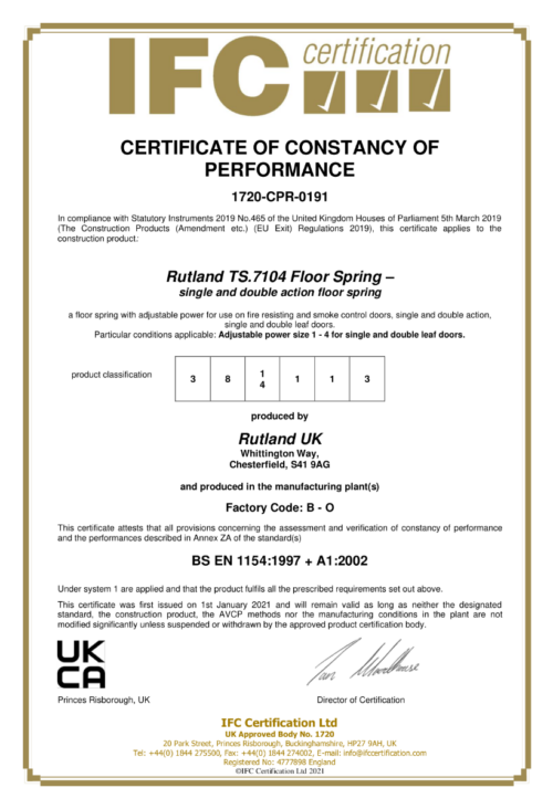 Rutland TS.7104NHO.SS Non Hold Open Floor Spring with BC c/w Cover Plate Satin Stainless Steel