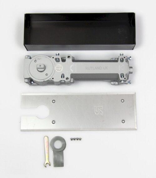 Rutland TS.7104NHO.DAX.SS Non Hold Open Floor Spring & Back Check c/w Cover Plate Satin Stainless Steel