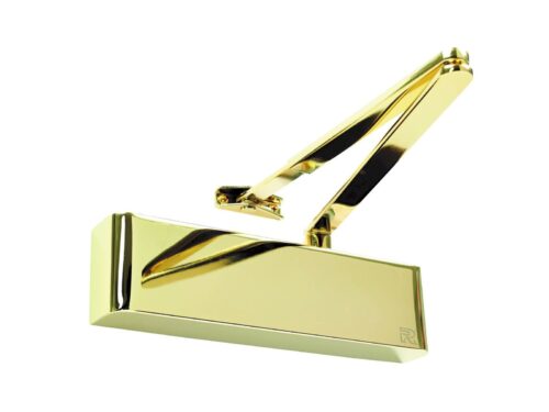 Rutland TS.9205 Door Closer, BC c/w Semi-Radius Cover, Flatbar Armset PVD Brass