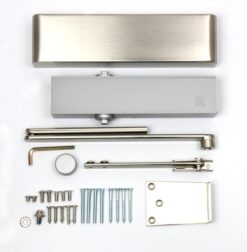 Rutland TS.9205 Door Closer c/w Semi-Radius Cover, Flatbar Armset Polished Nickel