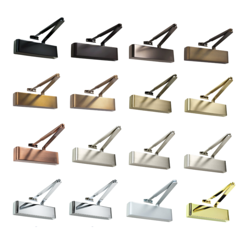 Rutland TS.9205 Door Closer c/w Semi-Radius Cover, Flatbar Armset Satin Nickel