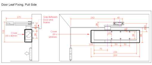 Rutland TS.9205 Door Closer, DABC c/w Semi-Radius Cover, Flatbar Armset Satin Stainless Steel
