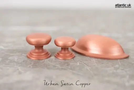 Old English Lincoln Solid Brass Victorian Knob 38mm on Concealed Fix - Urban Satin Copper OEC1238USC