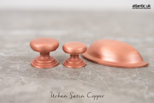 Old English Lincoln Solid Brass Victorian Knob 32mm on Concealed Fix - Urban Satin Copper OEC1232USC