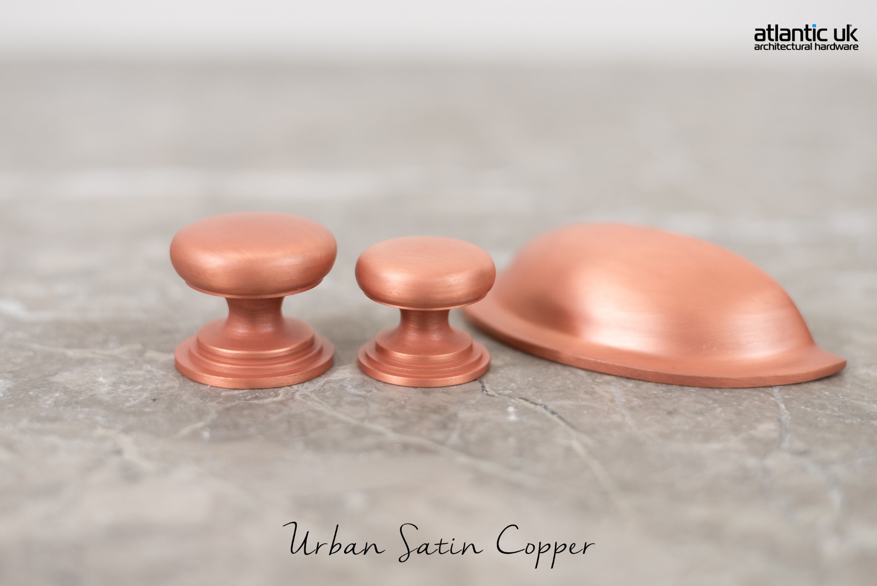 Old English Lincoln Solid Brass Victorian Knob 32mm on Concealed Fix - Urban Satin Copper OEC1232USC