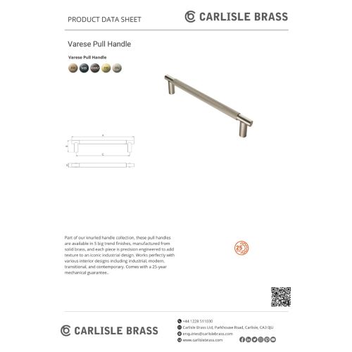 Carlisle Brass EUP050/300AB Varese Pull Handle - 300Mm C/C Antique Brass