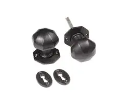 68x60mm Octagonal mortice knob Black finish