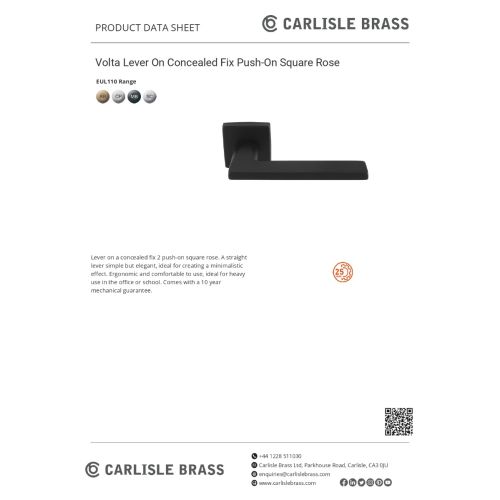 Carlisle Brass Volta Door Handle On Concealed Square Rose - Satin Chrome EUL110SC