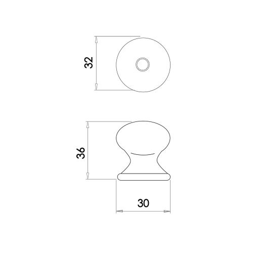 Frelan 32mm White Silverline cupboard knob JC35 Porcelain