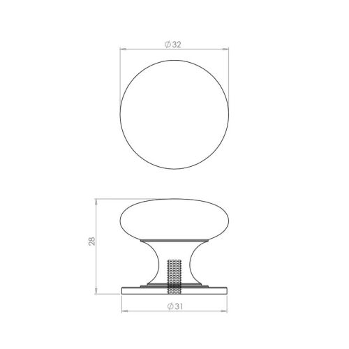 Frelan 32mm PN Cupboard knob JV47BPN Polished Nickel