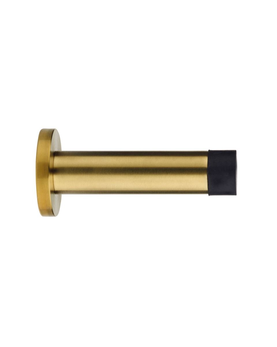 Zoo Hardware ZAS07-PVDSB Door Stop - Cylinder - 70mm Projection With Rose - PVD Satin Brass