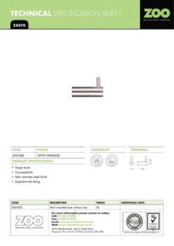 Zoo Hardware ZAS76-PCB Wall Mounted Coat Hook - Without Rose