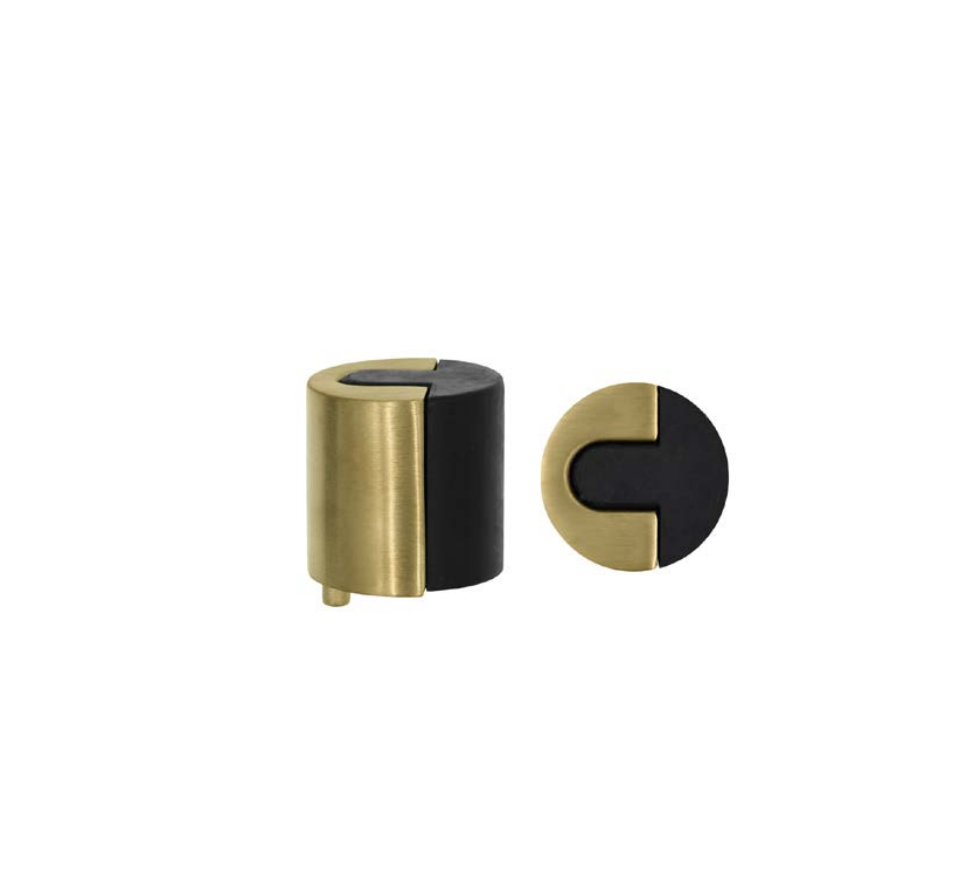 Zoo Hardware ZAS86-FSB Door Stop Floor Mounted - Round - Favo Satin Brass